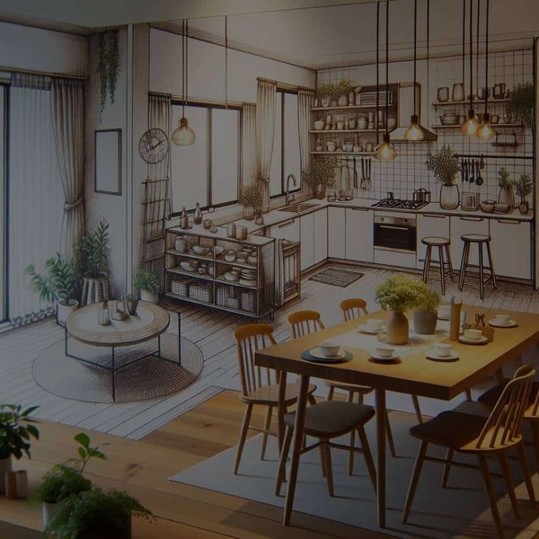 Welche Tipps gibt es, um eine Essenszone in einer offenen Küche einzurichten?